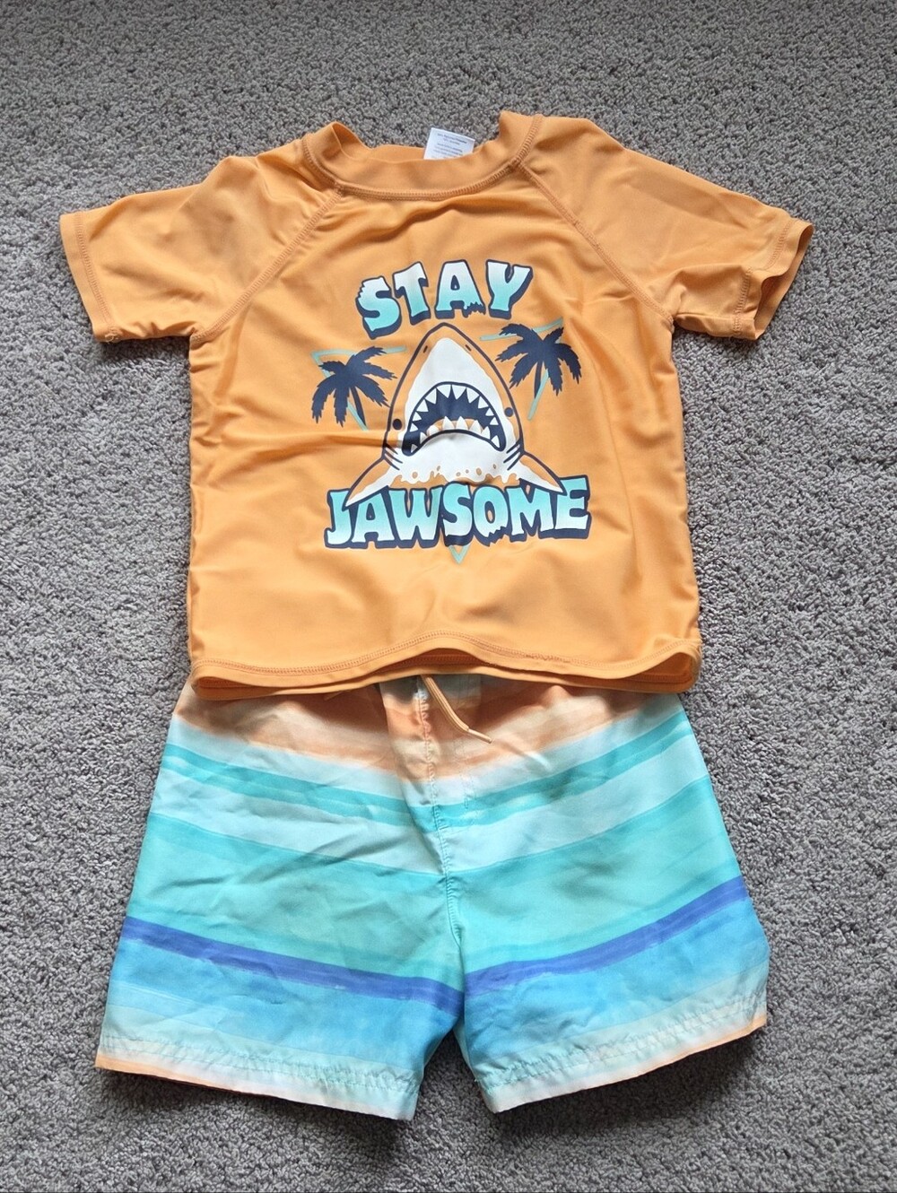 Jumping Beans Toddler Boy Two-Piece Swim Set Size 4T Shark Colorful Vacation